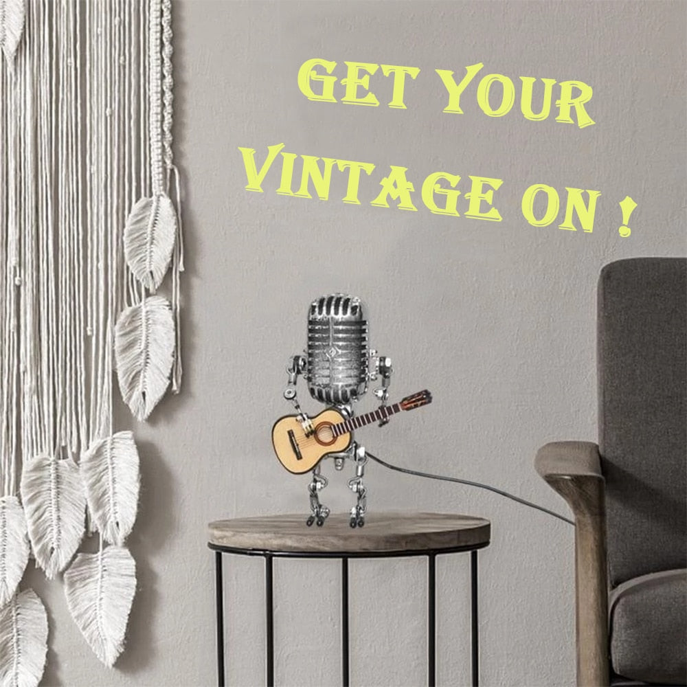 Vintage Microphone Robot Desk Lamp